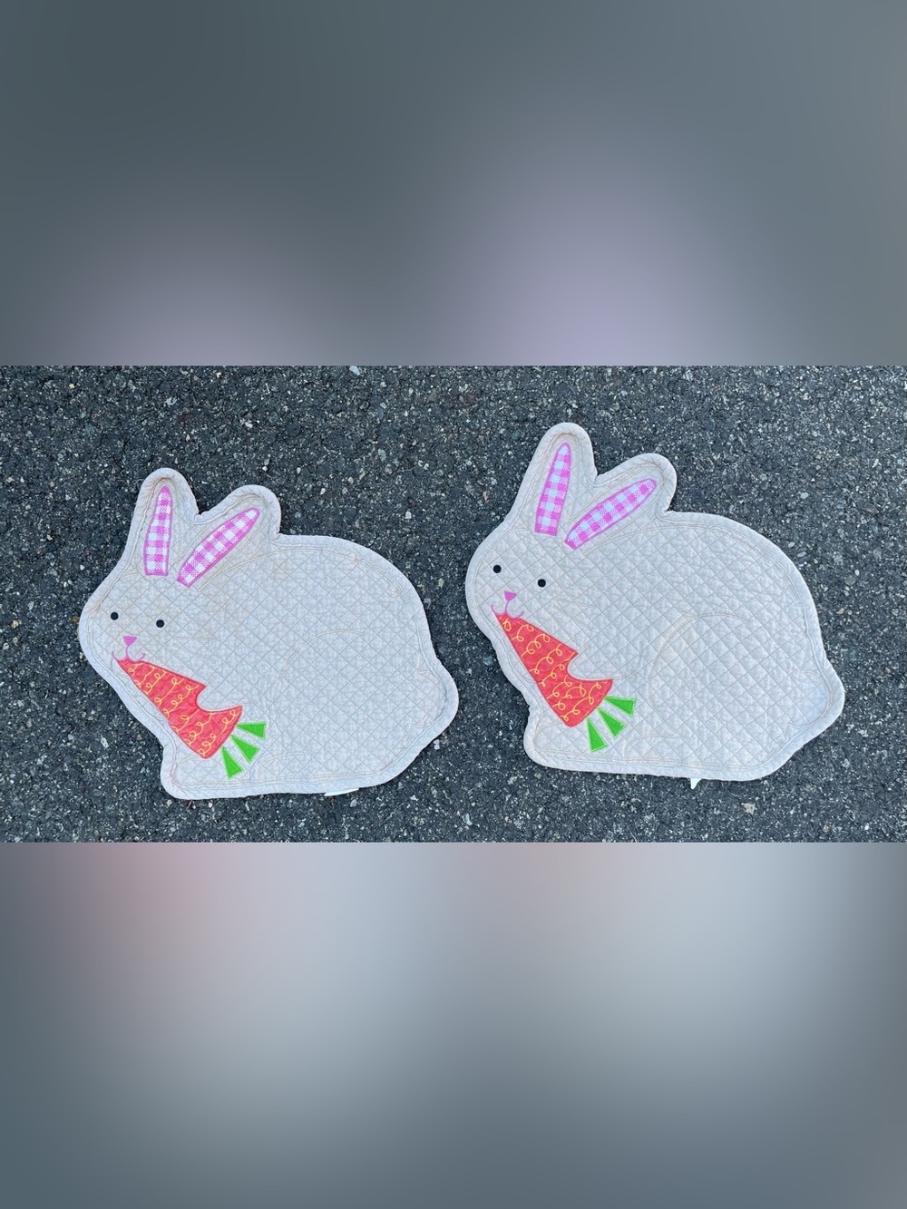 Bunny Rabbit Placemat - Pink & Cream Quilted Bunny Design